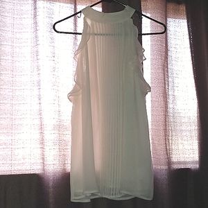 Express Tops |  Express. Light Tan Color Ruffle and Pleated Front Blouse